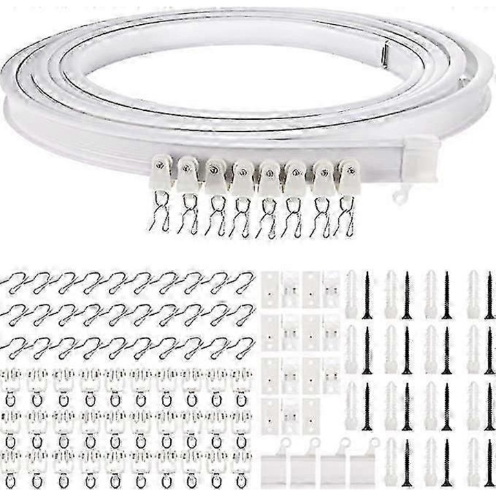 Set sina perdea flexibila 5m alb 30 carlige 30 role 15 suporturi montaj
