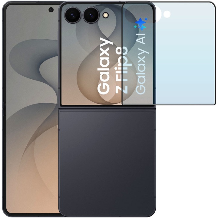 Folie din sticla securizata pentru Samsung Galaxy Z Flip 8, HAMSTERBOX Glass Shield, Protectie completa ecran, Full face, Aplicare rapida, Case Friendly, Transparenta