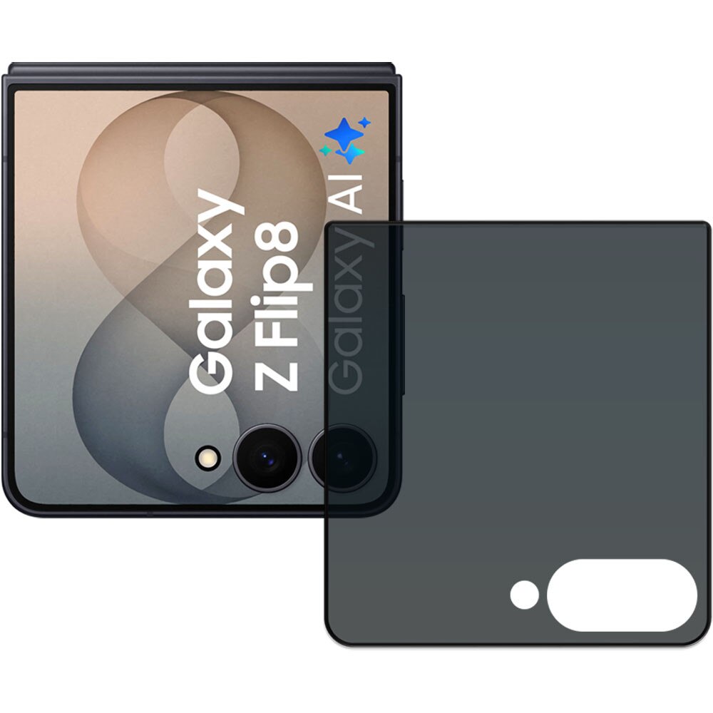 Folie din sticla securizata pentru Samsung Galaxy Z Flip 8, HAMSTERBOX Privacy Shield, Protectie completa ecran, Full face, Aplicare rapida, Case Friendly, Negru