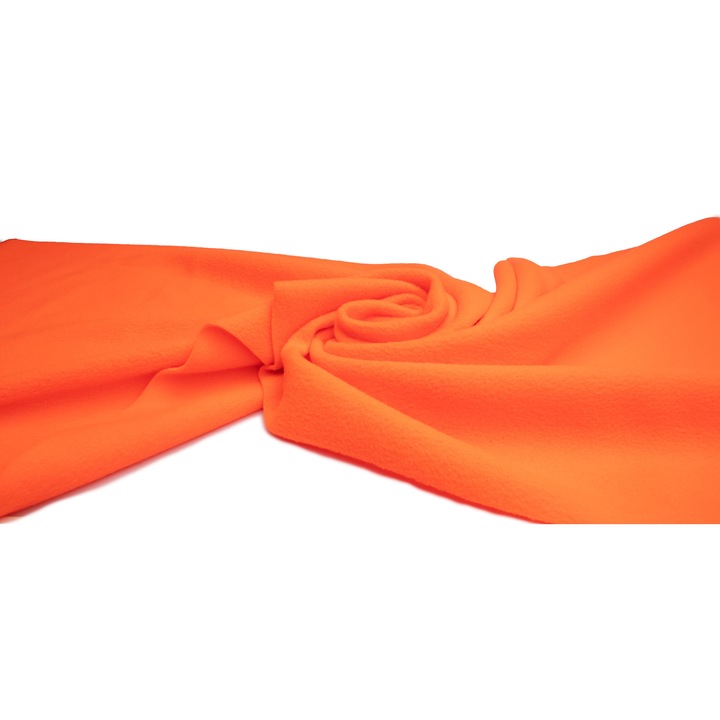 Polár gyapjú kötött anyag 200 g/m², Neon narancssárga szín, 100% poliészter, Méretek 50cm x 155cm