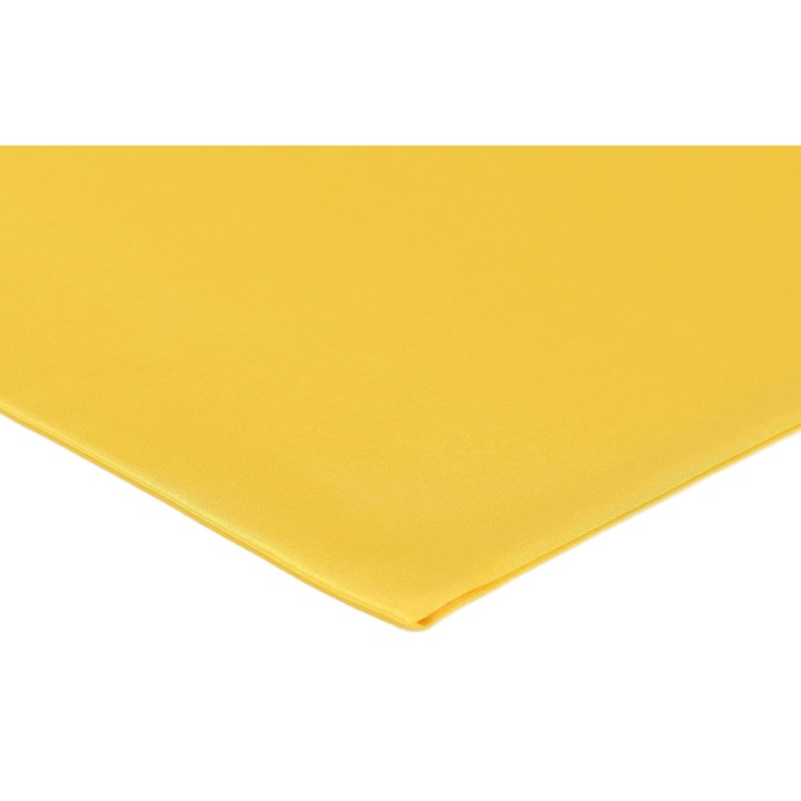 Vékony szatén Lycra-val, sárga, 95% poliészter 5% elasztán, méretek 50cm x 150cm