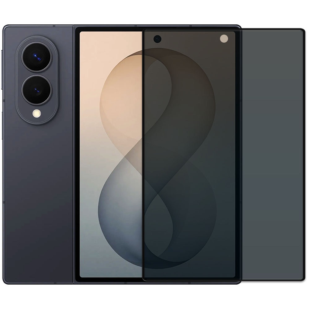 Folie din sticla securizata pentru Samsung Galaxy Z Fold 8, HAMSTERBOX Privacy Shield, Protectie completa ecran, Full face, Aplicare rapida, Case Friendly, Negru