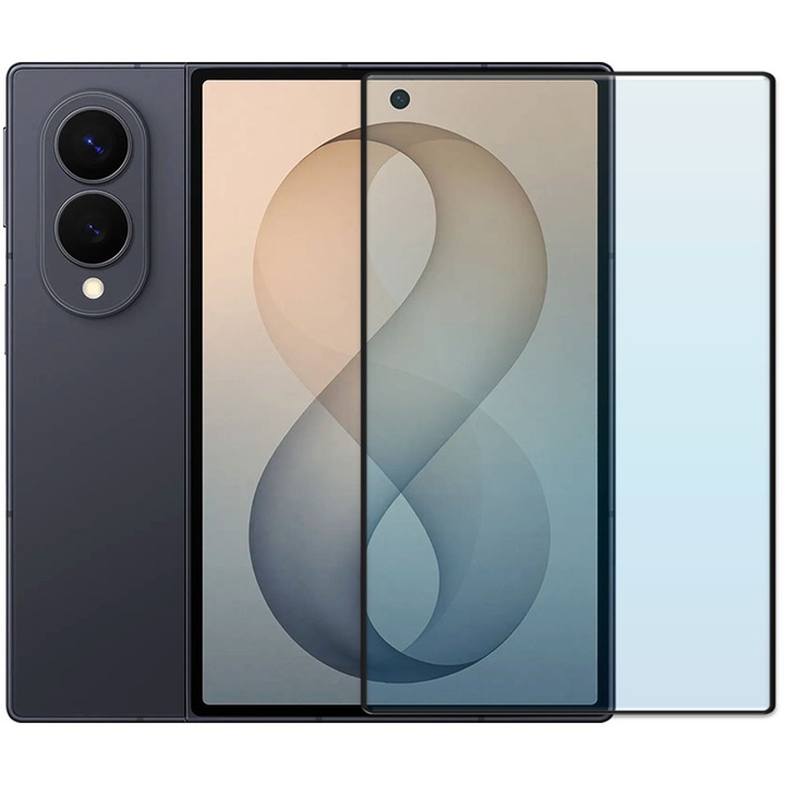 Folie din sticla securizata pentru Samsung Galaxy Z Fold 8, HAMSTERBOX Glass Shield, Protectie completa ecran, Full face, Aplicare rapida, Case Friendly, Transparenta