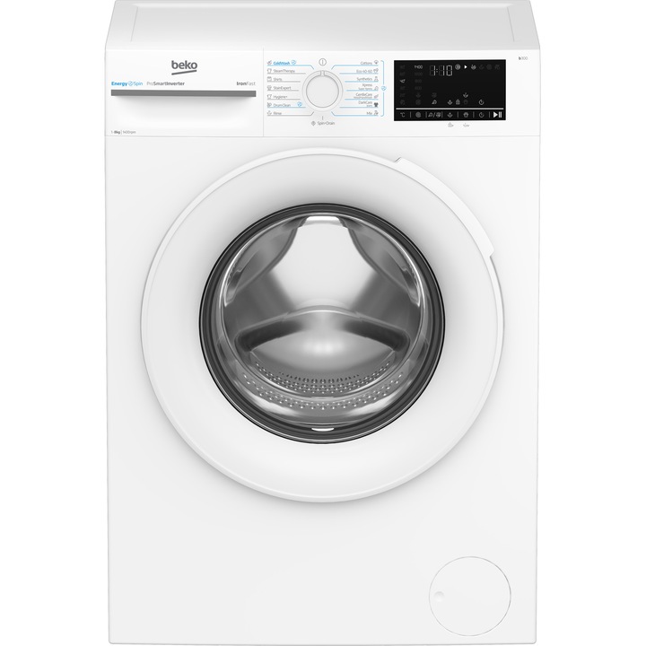 Masina de spalat rufe frontala Beko BM3WFU48415WWES, 1400 RPM, 8 kg, Clasa A, Alb