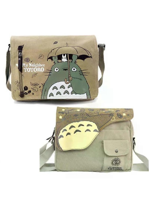 Geanta umar copii, model Totoro, canvas, 26x31x7cm, multicolor