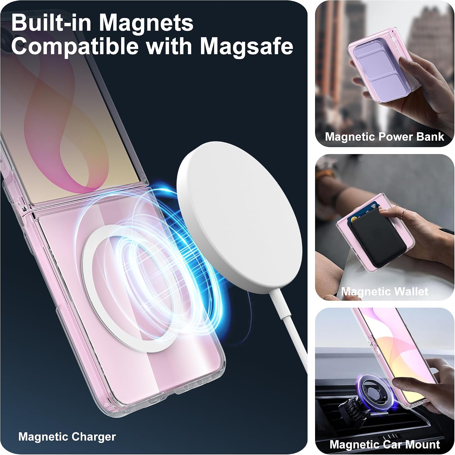 Husa pentru Samsung Galaxy Z Flip 8, cu MagSafe Anti-Shock 1.5mm, transparent