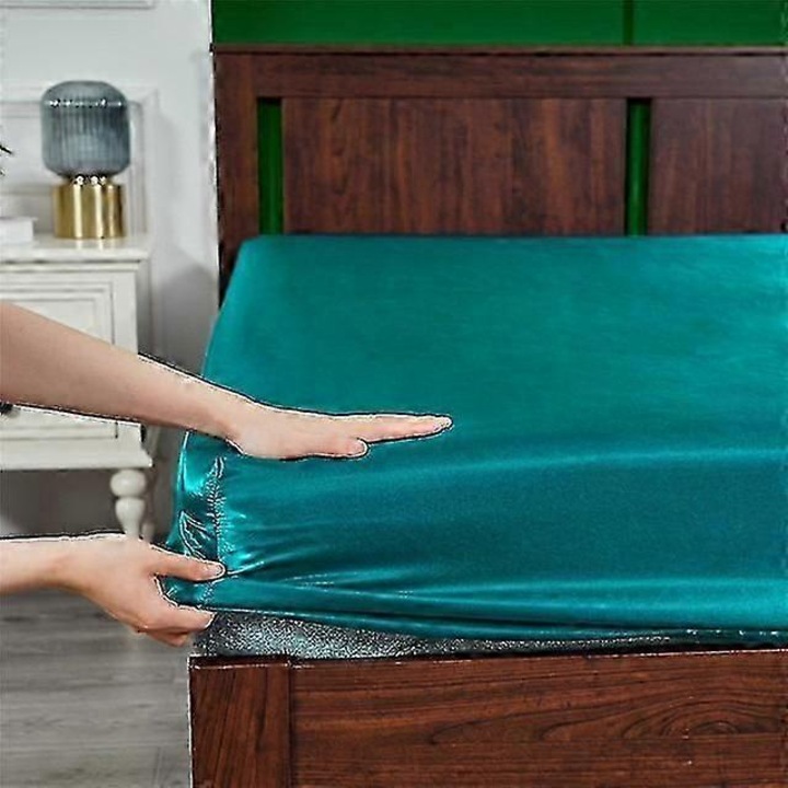 Cearceaf cu elastic, 100% poliester, albastru teal, 120x200x25cm