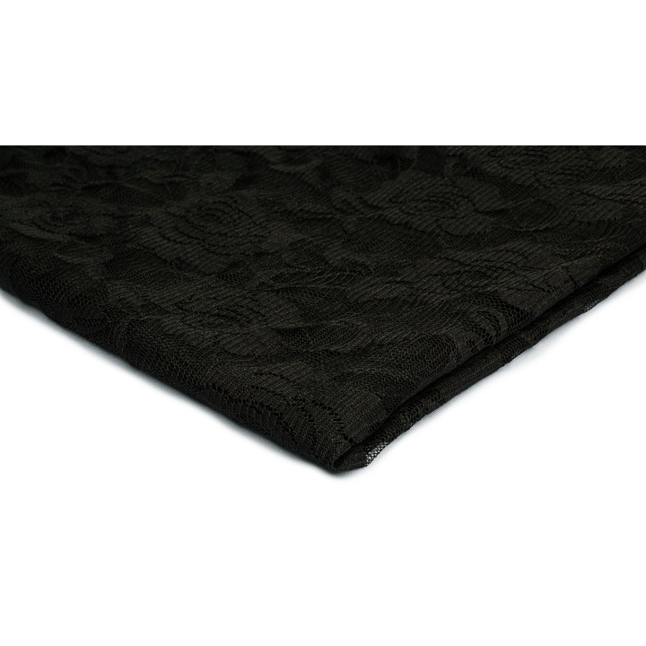 Csipke kötött anyag, Fekete, Méretek 50cm x 150cm