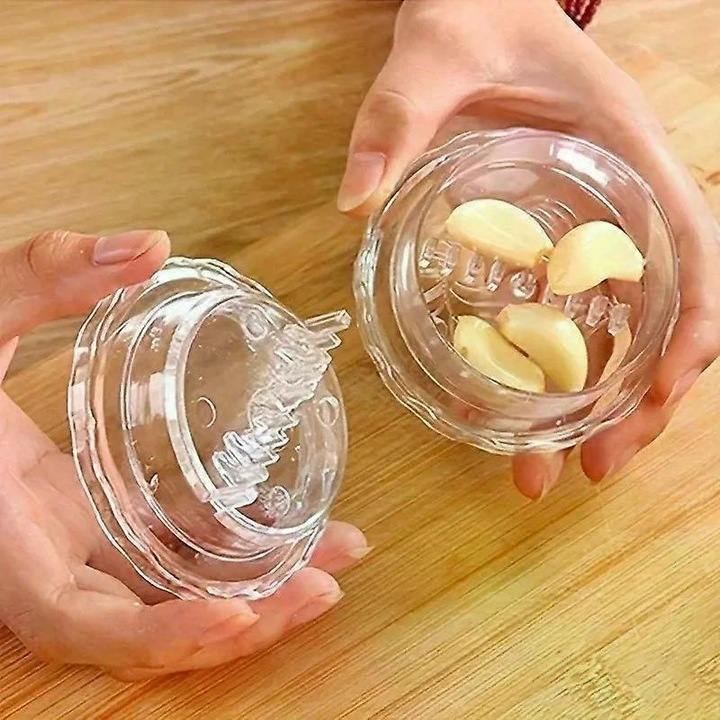 Zdrobitor manual usturoi si ghimbir, transparent, compact, alb