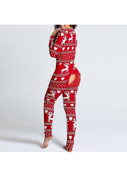Pijama salopeta multicolor poliester femei maneca lunga, S INTL