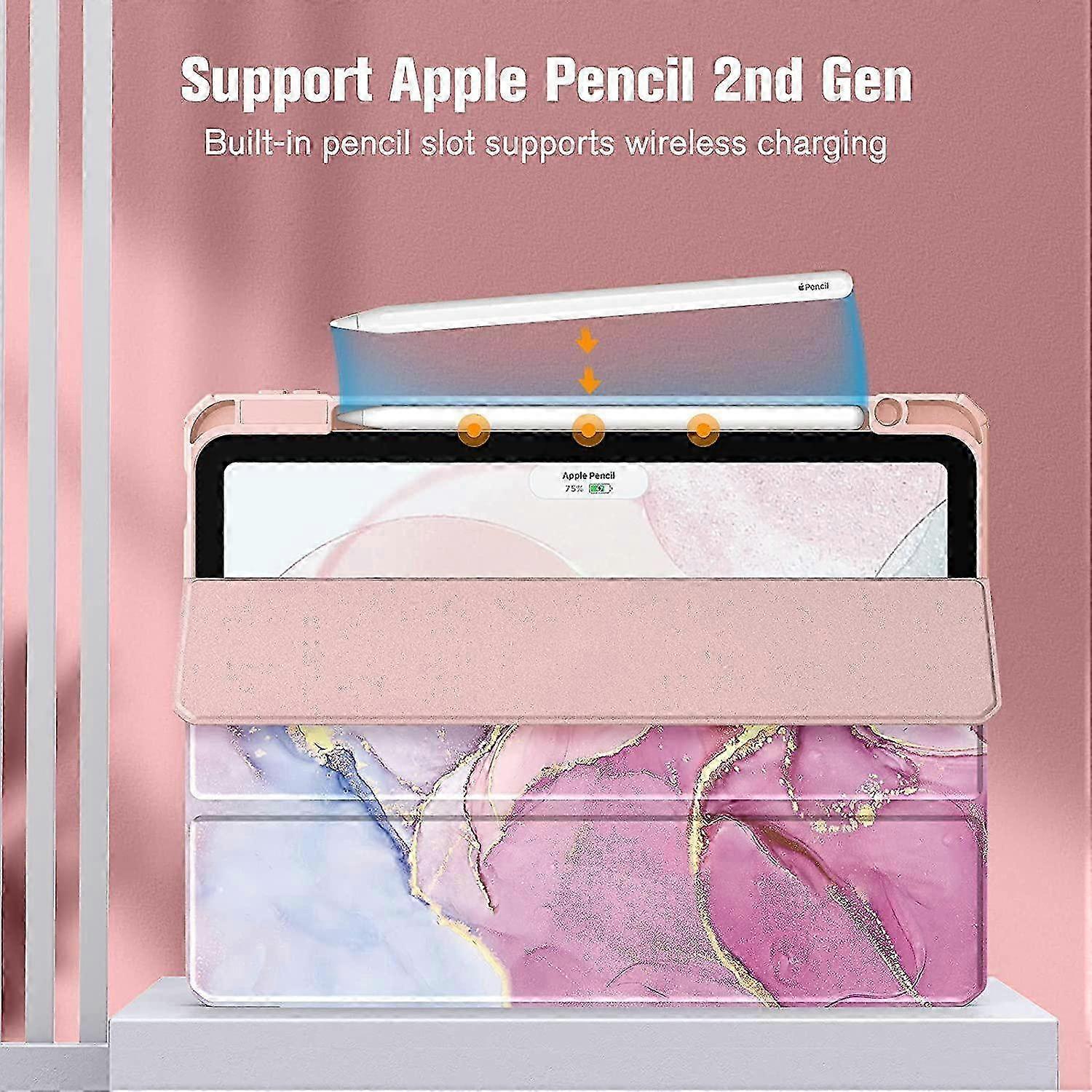 Husa tableta cu model marmura, acrilic si slot pentru stilou, multicolor, universal
