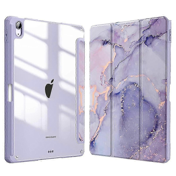 Husa tableta cu model marmura, acrilic si slot pentru stilou, multicolor, universal