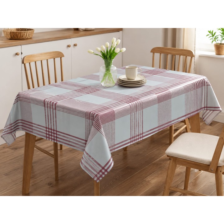 Műanyag terítő 90×140 cm – Vízálló, könnyen tisztítható, elegáns minta, Fehér-Piros