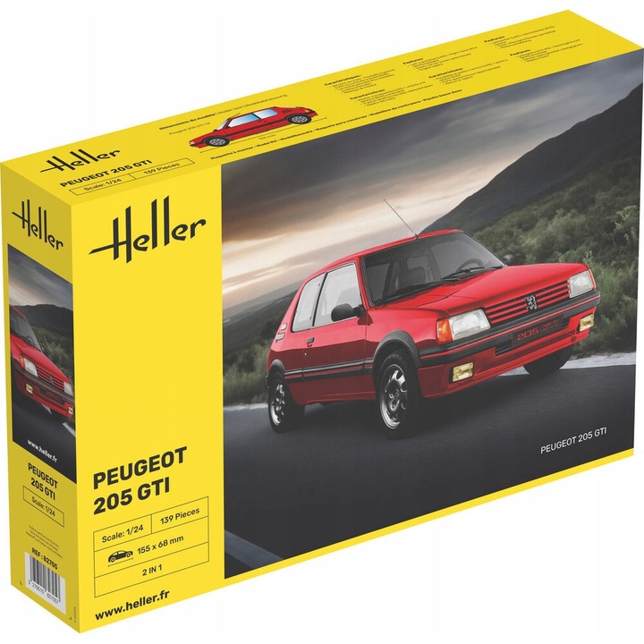 Peugeot 205 GTI Heller 1/24 modell, 139 alkatrész
