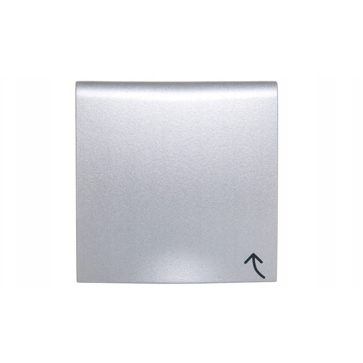 Placa frontala pentru priza cu impamantare Hager Polo BI1GTTZM77N, cu clapeta, mat aluminiu, 16 A, 250 V, IP20