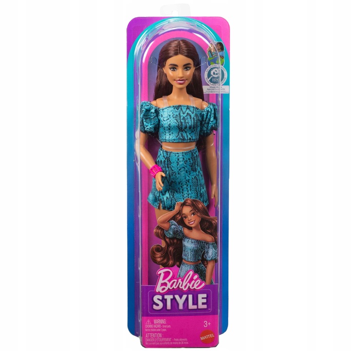 Papusa Barbie Mattel Fashionistas costum turcoaz imprimeu animal JJN63
