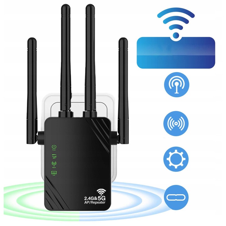 Усилвател на Wi-Fi сигнал 1200 Mb/s, безжичен, бял