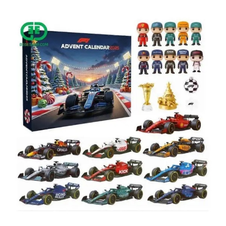 Calendar de Advent 2026 PO-CJ-K0433-26-8-26-7100, tematica F1, 24 de zile, surprize blind box cu mini masini de curse si figurine