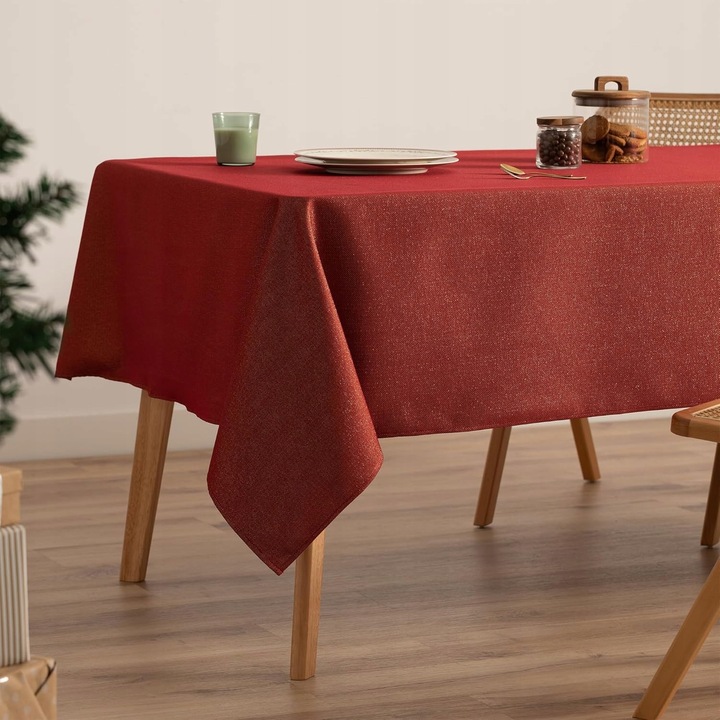 Elegáns asztalterítő 140x240cm piros arany szállal