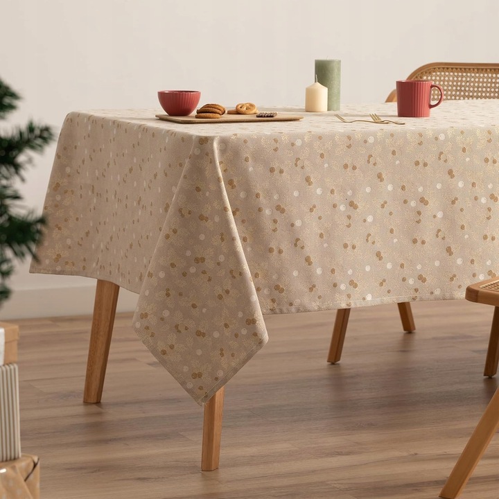 Zöld jacquard asztalterítő arany díszítéssel 140x240cm