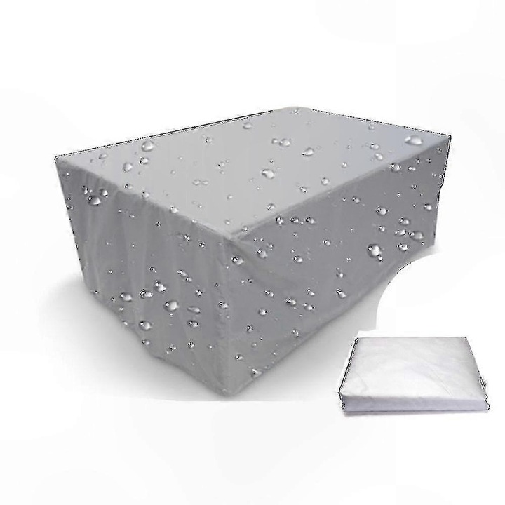 Калъф за комплект градински мебели FRU-CJK0424-260903-358, водоустойчив PVC, правоъгълен, сребрист/черен, 1 бр