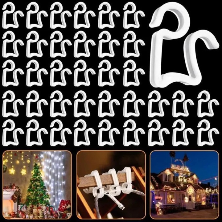 Carlige pentru jgheab, plastic, rezistente la apa, set 50 buc, exterior