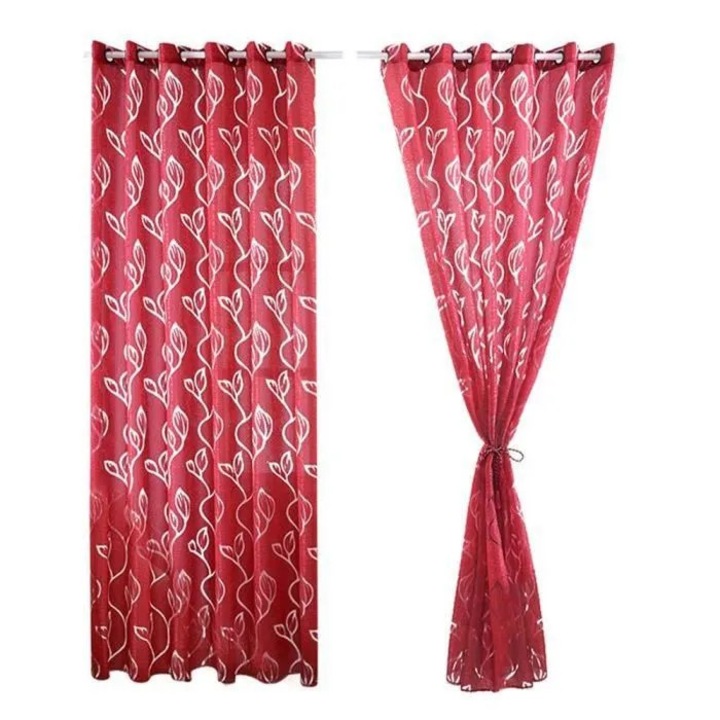 Perdea voal alb, 2 panouri, 100x250cm, poliester, transparenta