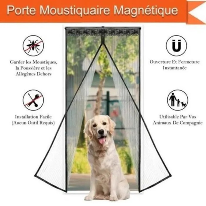 Perdea magnetica usa, plasa anti-tantari, negru, 210x90cm