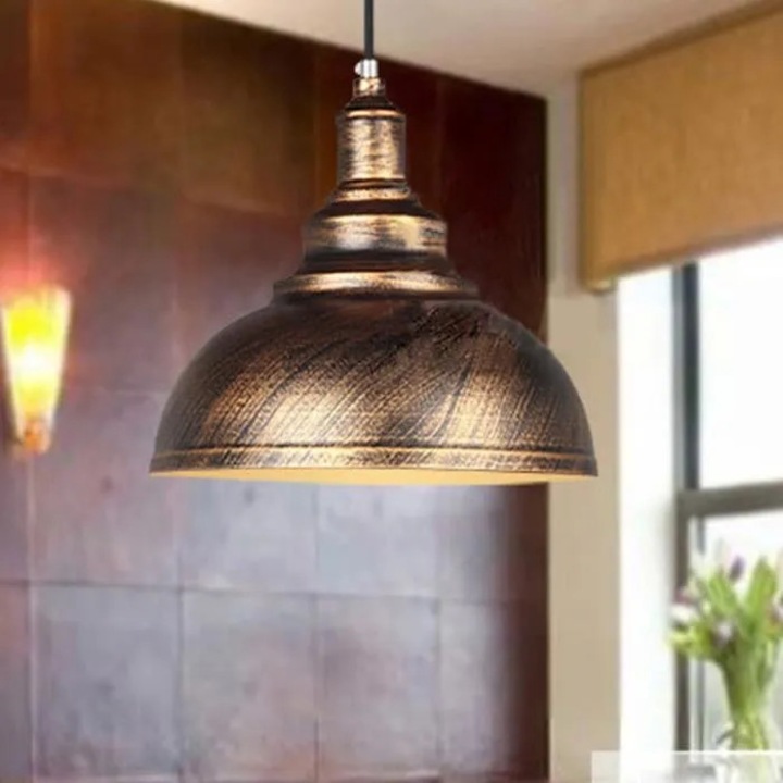 Lustra suspendata metalica retro industriala bronz 29x24cm ajustabila
