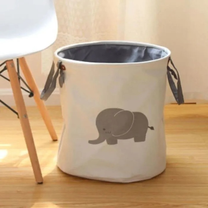 Cos rufe copii pliabil, bumbac si EVA, elefant gri, 36.5x38cm
