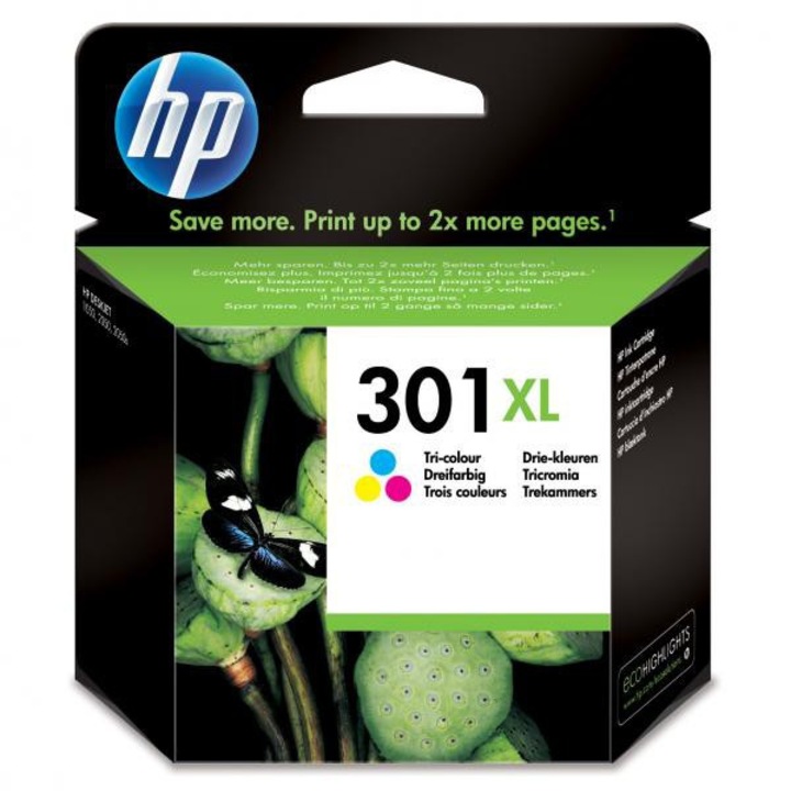 HP 301XL nyomtatópatron, fekete-kék, eredeti, 13ml