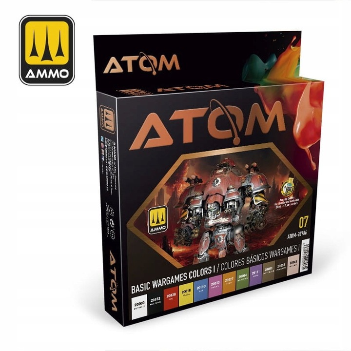 Комплект бои за моделизъм Ammo Mig Jimenez Atom Wargames Colors I, 12 цвята, 12x15ml