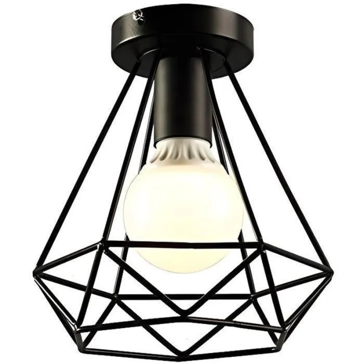 Lustra suspendata metalica retro vintage negru 20x22cm