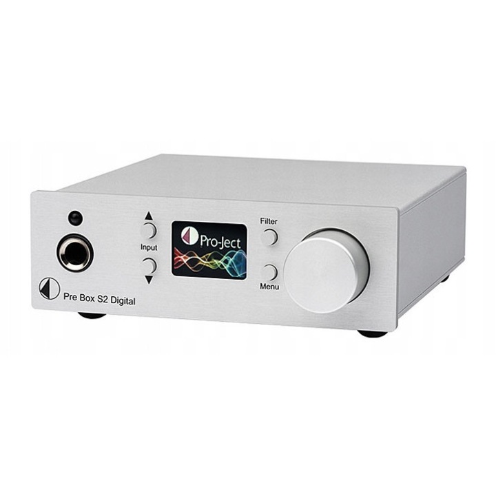 Pro-Ject Pre Box S2 digitális előerősítő, dual-mono, ezüst, 103x37x122mm