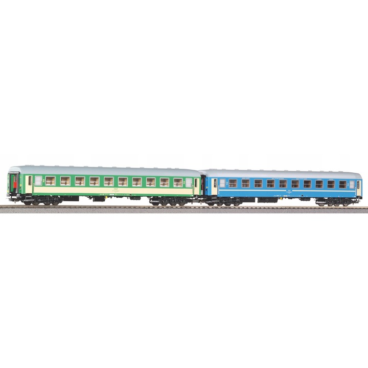 Комплект 2 пътнически вагона Piko 111A 2-ра класа, бял, 56.4см H0
