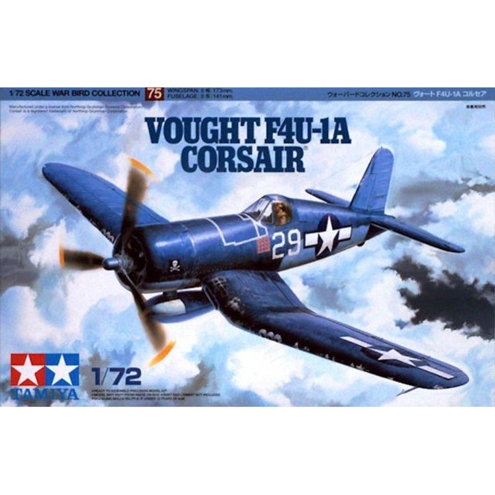 Модел самолет Tamiya F4U-1A Corsair 1:72 пластмаса 141x173мм