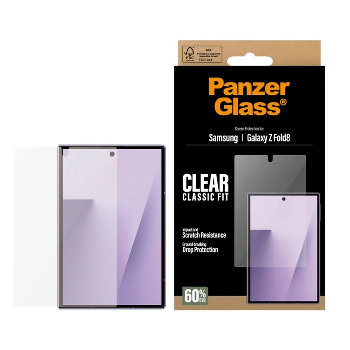 Protector de sticlă PanzerGlass pentru Samsung Galaxy Z Fold 8, Transparent