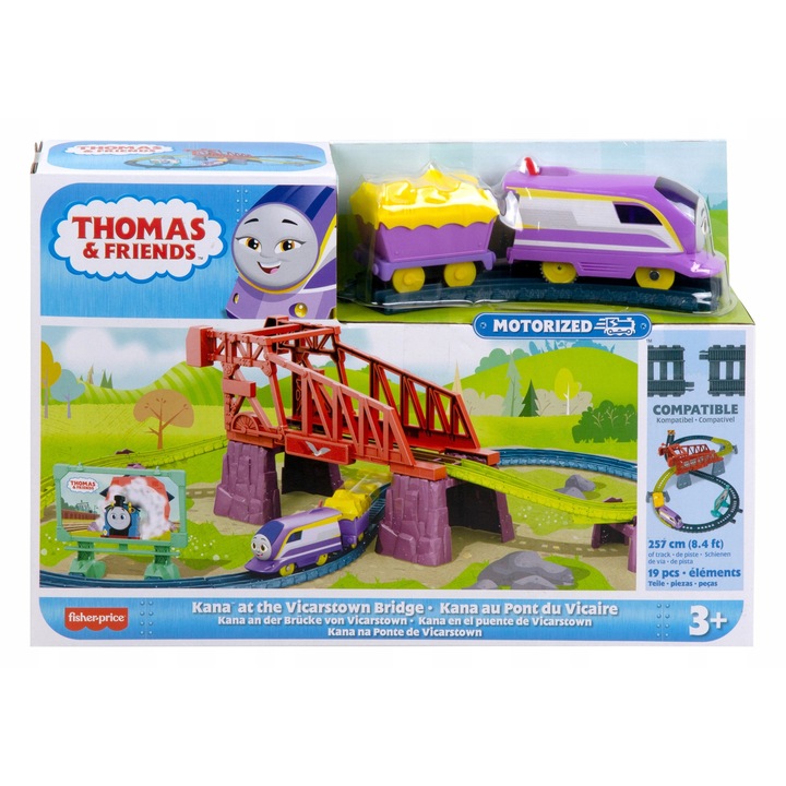 Комплект влакче Thomas & Friends Fisher-Price с локомотив и вагон, многоцветен, 3+ години