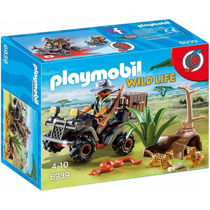 Фигурка Playmobil Wild Life Бракониер с ATV, многоцветна, 7.5см