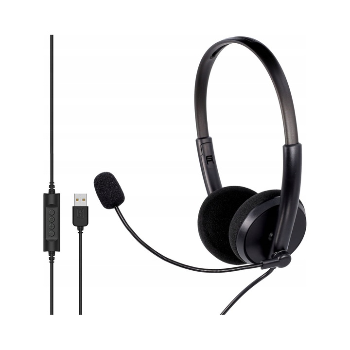 Casti cu fir Mozos MTX1091ECO microfon USB negru 2m