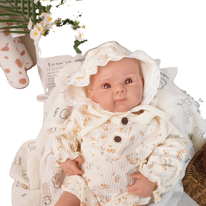 Papusa din silicon realista, flexibila, 51cm, greutate 3.4kg
