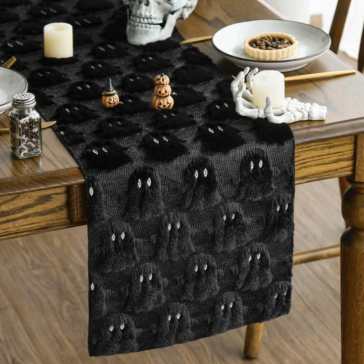 Halloween asztali futó, fekete, 33x183 cm, puha, poliészter