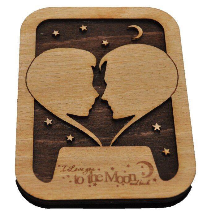 Felicitare, Dragoste si Iubire, din lemn, 3D, Valentine