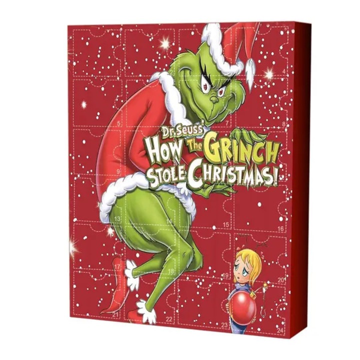 Calendar de Advent 24 zile How the Grinch Stole Christmas (Dr. Seuss), 24 surprize figurine, cutie rosie, PO-CJ-K0433-26-8-26-9616