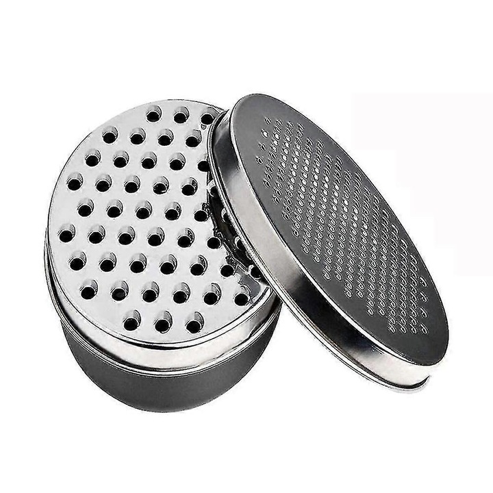Razatoare dubla pentru branza cu recipient, inox si plastic, 17.5x12x1.8cm, argintiu