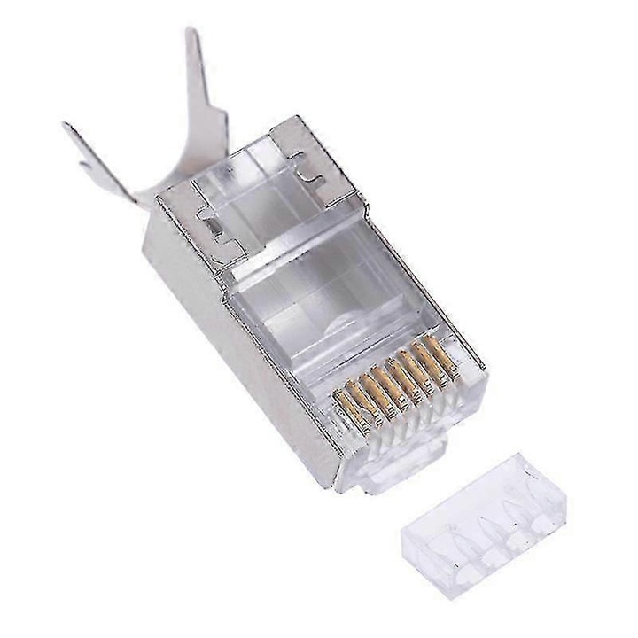 Set 10 conectori RJ45 Cat7, ecranat, argintiu, 1.3mm