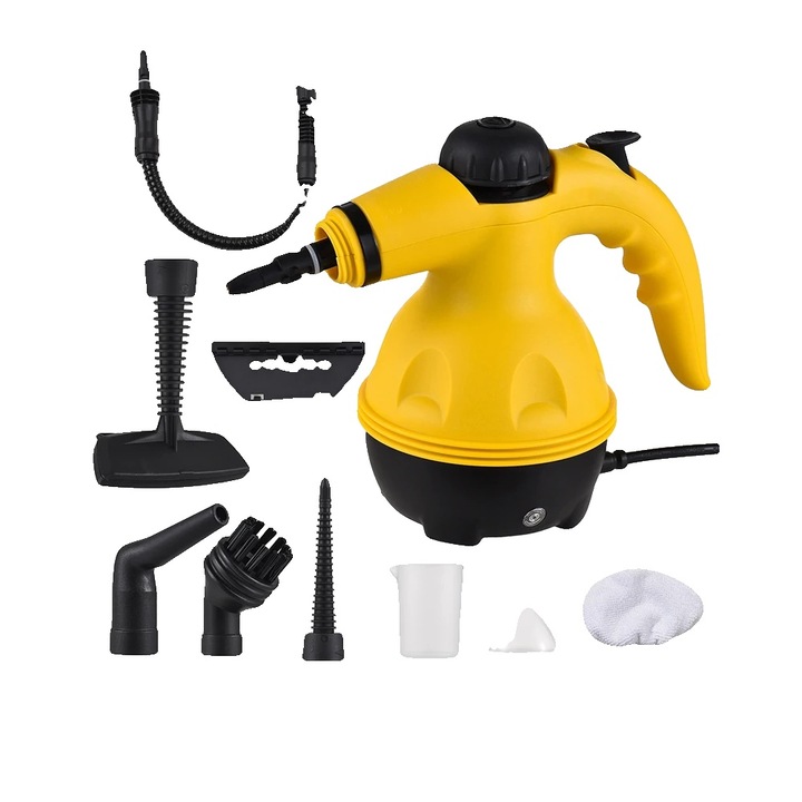 Aparat de curatat cu abur portabil 1000W, multifunctional, alb, 3-4min incalzire