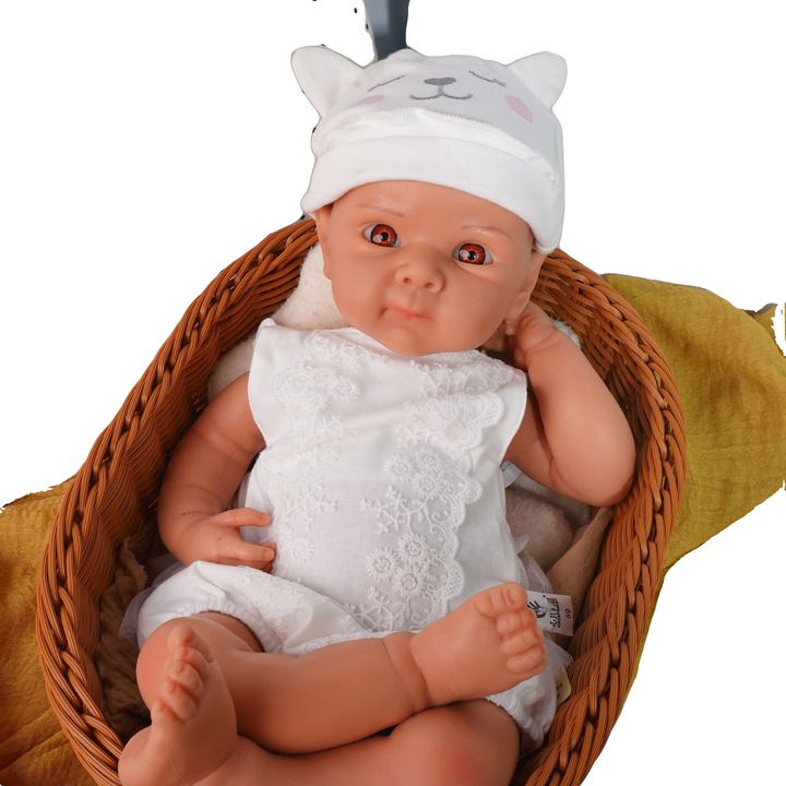 Papusa Reborn, silicon, flexibila, realista, 51cm, 3.4kg
