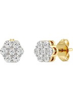 Cercei lab-grown diamante 14KT aur galben placat argint 925 5.2x2.9x5.6mm