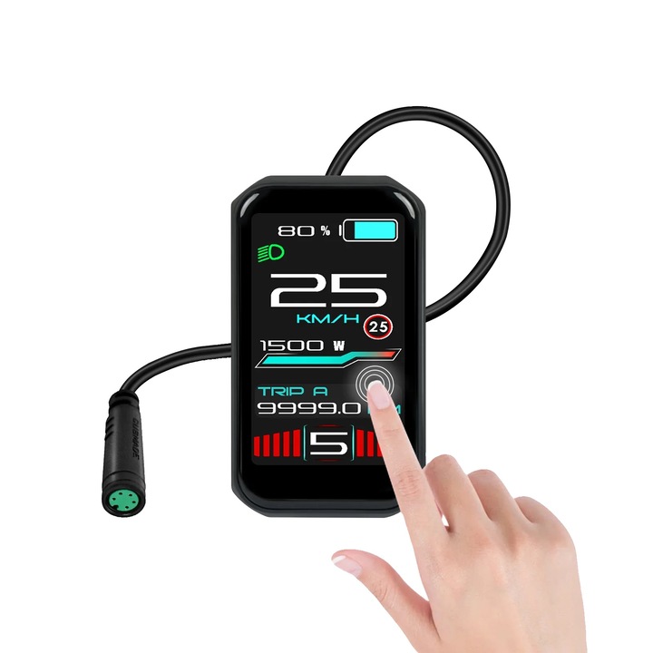 Дисплей за велокомпютър TFT тъч, IP67, 1.45 инча, Bluetooth, 36V-52V, за Tongsheng